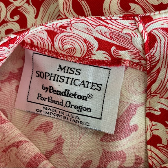 MISS SOPHISTICATES BY PENDLETON RED PAISLEY TUNIC BLOUSE - Picture 4 of 10